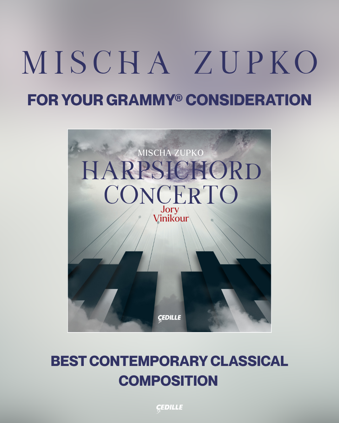 Mischa Zupko Harpsichord Concerto — For Your GRAMMY® Consideration, Best For Your GRAMMY® Consideration graphic for Mischa Zupko’s Harpsichord Concerto, Best Contemporary Classical Composition